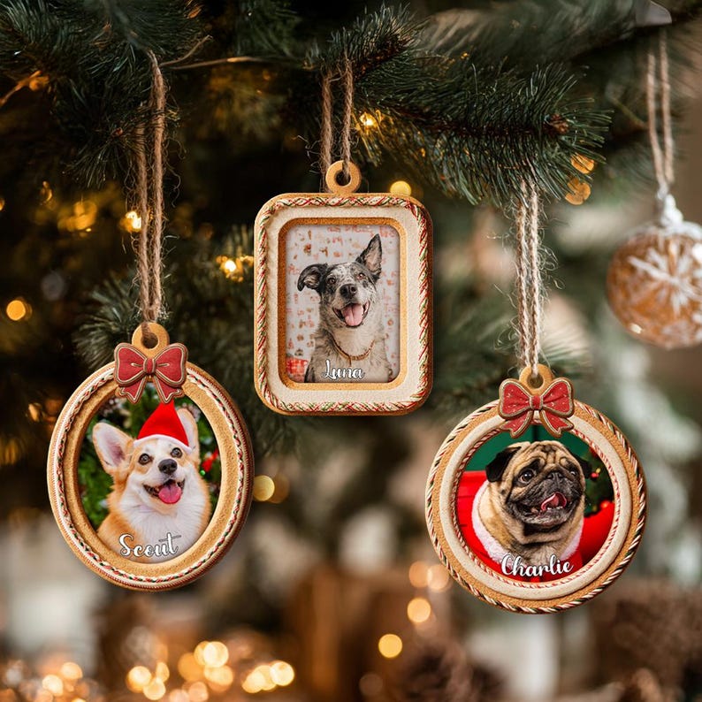 Custom Pet Photo Ornament, Custom Dog Memorial Ornament, Cat Ornament, Dog Lover Gift, Pet Memorial Gift, Christmas Tree Decoration