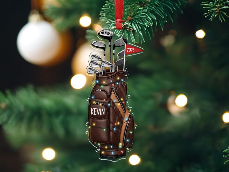 Personalized Golf Bag Ornament, Name Golf Lover Christmas Ornament 2025, Gift for Golf Dad, Gift For Golfer, Golf Club Gift 2025