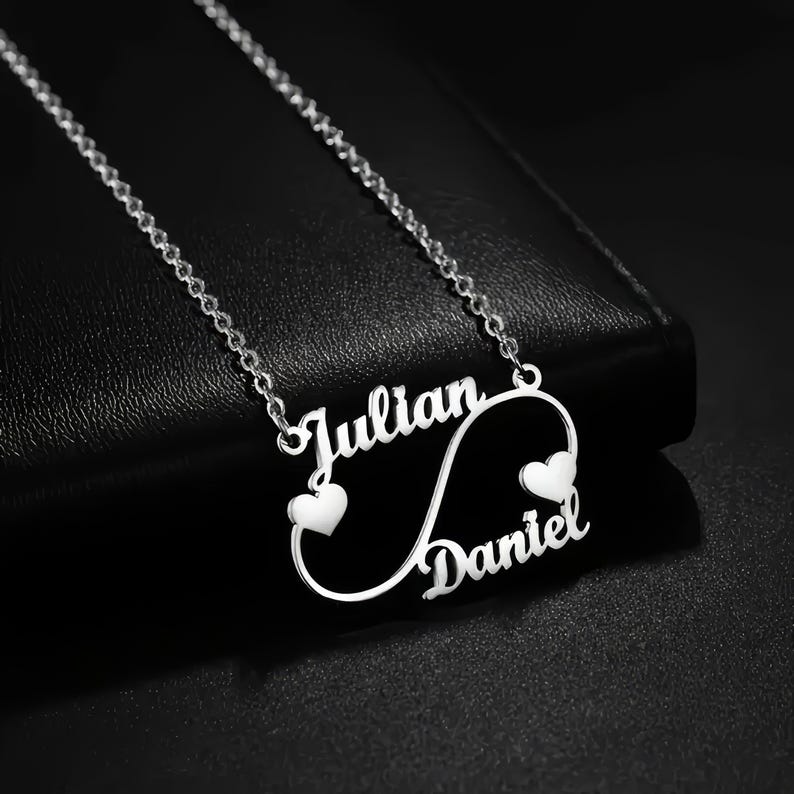 Personalized Two Names Heart Necklace, Custom Stainless Steel Curve Pendant,Romantic Wedding Gift for Couples,Personalized Gift,Wedding Gift