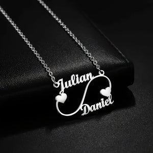 Personalized Two Names Heart Necklace, Custom Stainless Steel Curve Pendant,Romantic Wedding Gift for Couples,Personalized Gift,Wedding Gift