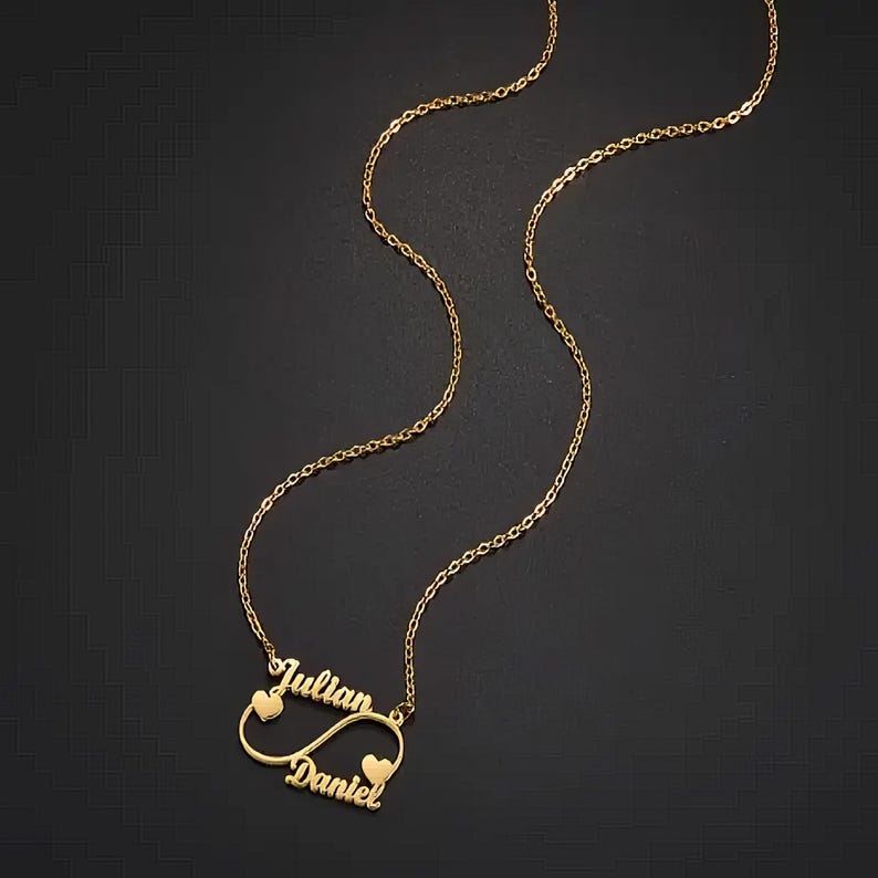 Personalized Two Names Heart Necklace, Custom Stainless Steel Curve Pendant,Romantic Wedding Gift for Couples,Personalized Gift,Wedding Gift