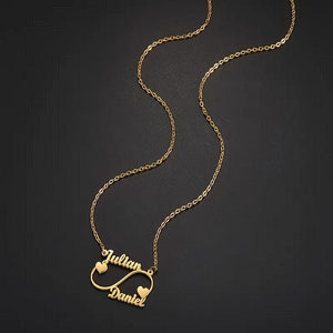 Personalized Two Names Heart Necklace, Custom Stainless Steel Curve Pendant,Romantic Wedding Gift for Couples,Personalized Gift,Wedding Gift