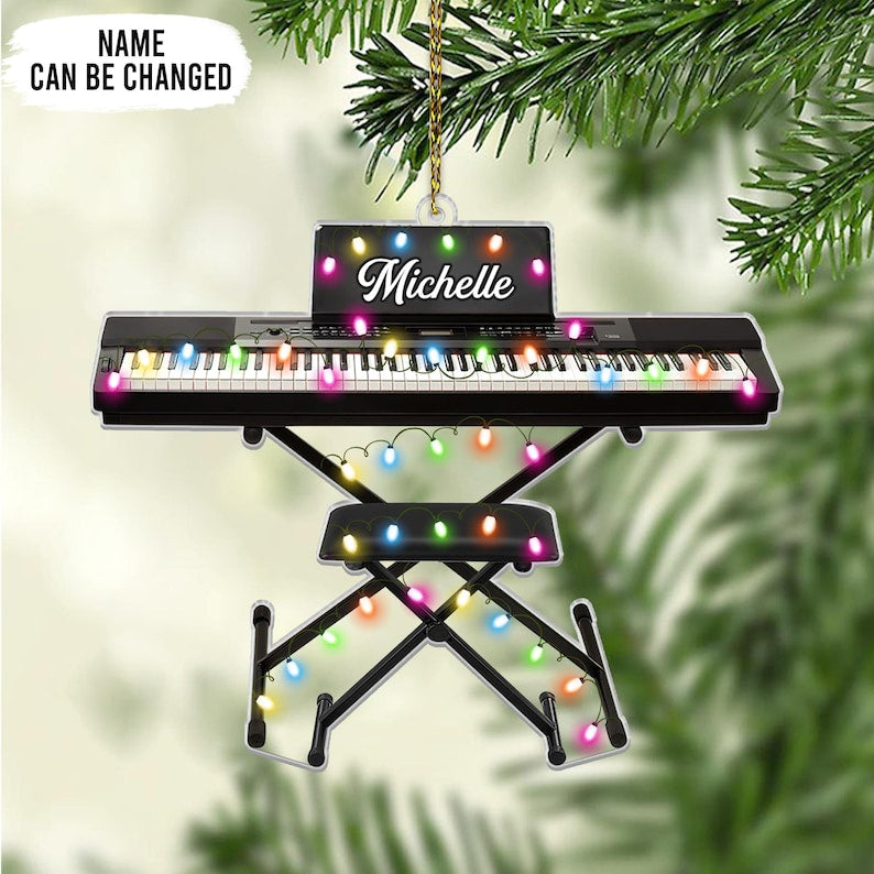 Personalized Keyboard Piano Ornament, 2D Acrylic Christmas Decoration, Music Lover Gift, Holiday Tree Keepsake For Pianists 2025,