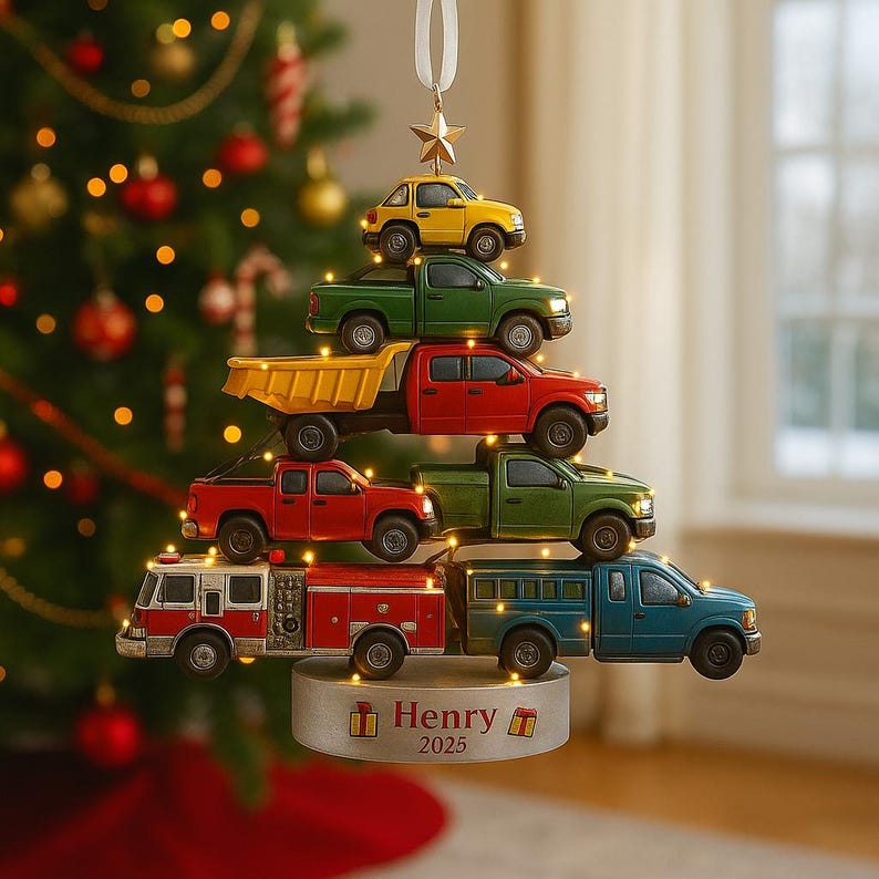 Personalized Car Christmas Ornament 2025 | 2D Flat Ornament Custom Truck Tree Acrylic Ornament | Car Lover Holiday Gift