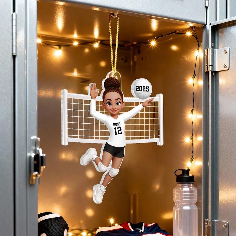 Volleyball Girl In Spike Action 3D Effect, Personalized Acrylic Ornament