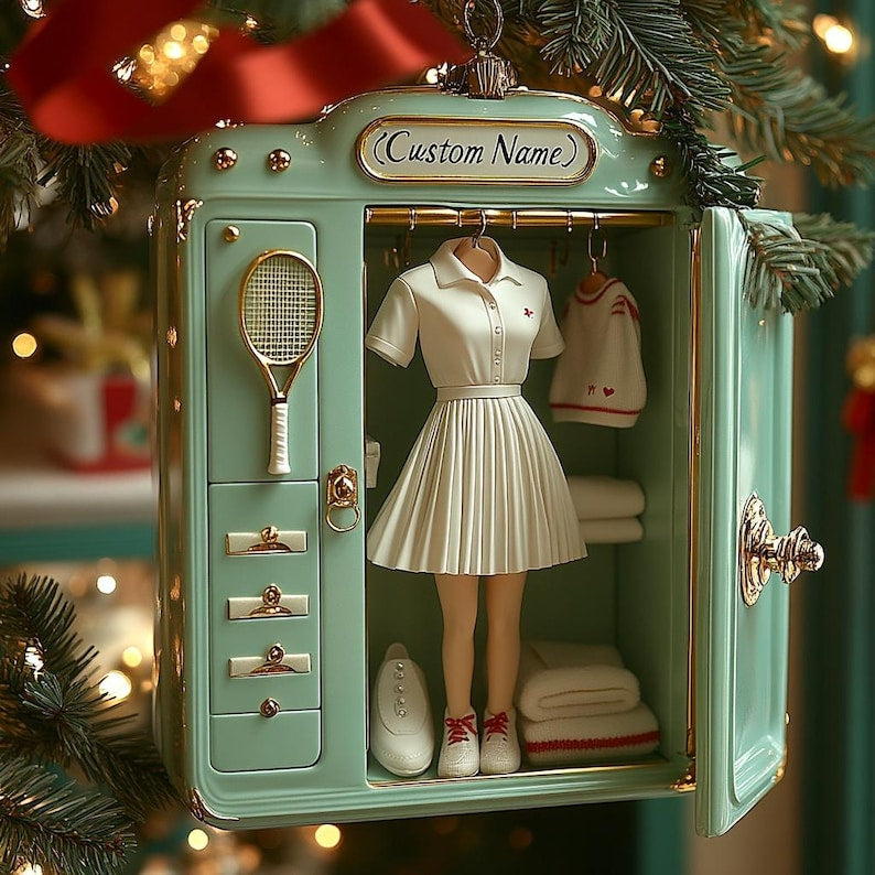 Personalized Tennis Locker Acrylic Ornament, Custom Sports Christmas Decor 2026, Unique Gift For Tennis Player And Coach