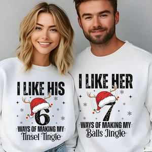 Inappropriate Christmas Couple Shirts, 6 7 Couple Christmas Matching Sweatshirts, I Like Her I like His Xmas Couple Sweaters Funny Gifts
