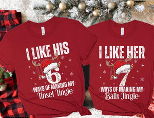 Inappropriate Christmas Couple Shirts, 6 7 Couple Christmas Matching Sweatshirts, I Like Her I like His Xmas Couple Sweaters Funny Gifts