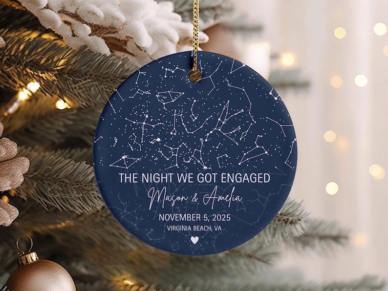 Engaged Ornament The Night We Got Engaged Star Map Engagement Gift Engagement Anniversary Gift Engagement Date Ornament Night Sky Engagement