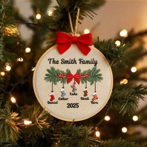 Personalized Family Christmas Ornament, Custom Embroidery Hoop, Holiday Stocking, Gingerbread & Festive Decoration, Gift for Families 2025