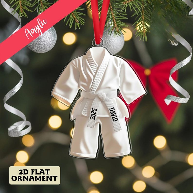 Personalized Karate Uniform Ornaments, Custom Martial Arts Ornaments, Karate Belt With Custom Name,Karate Christmas Gift Ornament, Xmas Gift