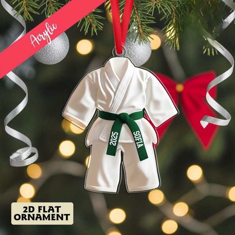 Personalized Karate Uniform Ornaments, Custom Martial Arts Ornaments, Karate Belt With Custom Name,Karate Christmas Gift Ornament, Xmas Gift