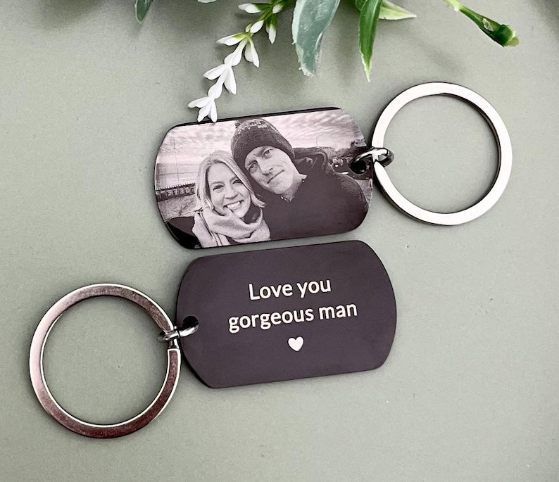 Dog Photo Keyring, Pet Photo Keychain, Engraved Custom Dog Name, In Memory of Dog, Pet Remembrance Gift, Loss of DogKeepsake, Personalised