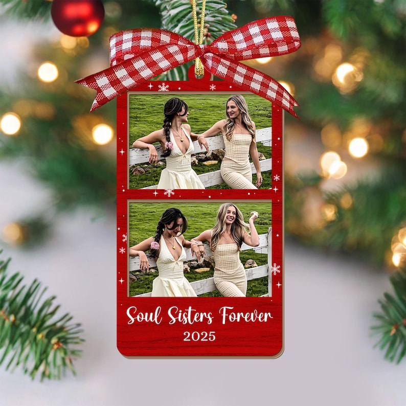 Personalized Photo Strip Ornament, Custom Best Friend Portrait Christmas Gift, Friendship Photo Frame, Besties Ornament, Best Friend Gifts