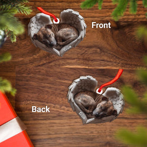 Personalized Brindle Staffy Dog Angel Ash Plywood Ornament Flat 2D Cutout Holiday Tree Decor Gift for Dog Lovers, Pet Memorial Keepsake