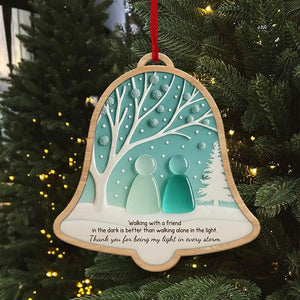 Custom Best Friend Wood Ornament for Christmas Tree | Personalized Names on Wooden Bell-Shaped Ornament with Quote | Thoughtful BFF Gift