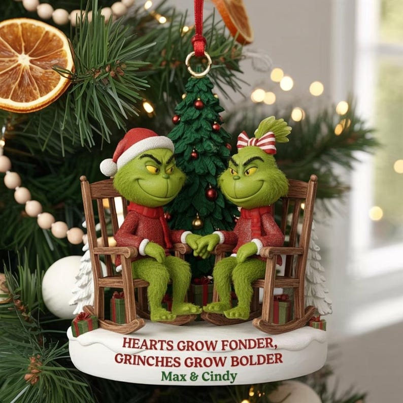 Personalized Grinch Couple Christmas Ornament 2025, Green Monster Couple, Custom Name Couple Gift, Funny Holiday Decor, Anniversary Keepsake