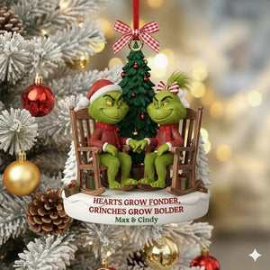 Personalized Grinch Couple Christmas Ornament 2025, Green Monster Couple, Custom Name Couple Gift, Funny Holiday Decor, Anniversary Keepsake
