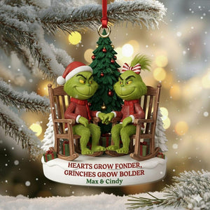 Personalized Grinch Couple Christmas Ornament 2025, Green Monster Couple, Custom Name Couple Gift, Funny Holiday Decor, Anniversary Keepsake