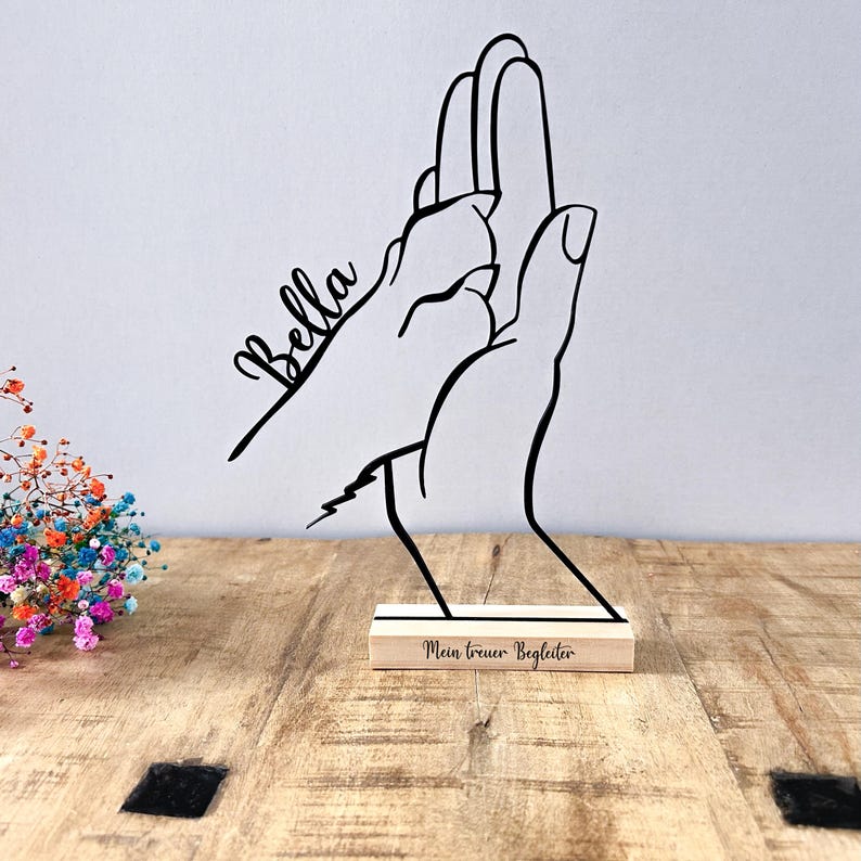 Personalized gift for dog lovers | Dog | Paw and hand stand made of 3D print | Individual gift with name | Pet memorial