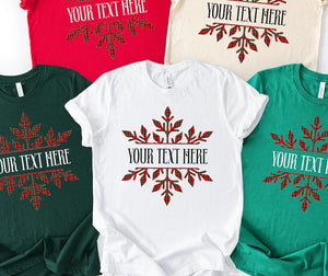 Custom Christmas Shirt Plaid Snowflake Family Name Tee Personalized Holiday Group Shirts Matching Cousin Crew Christmas Party Gift