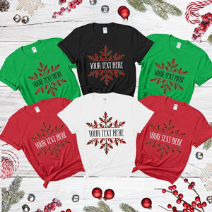 Custom Christmas Shirt Plaid Snowflake Family Name Tee Personalized Holiday Group Shirts Matching Cousin Crew Christmas Party Gift