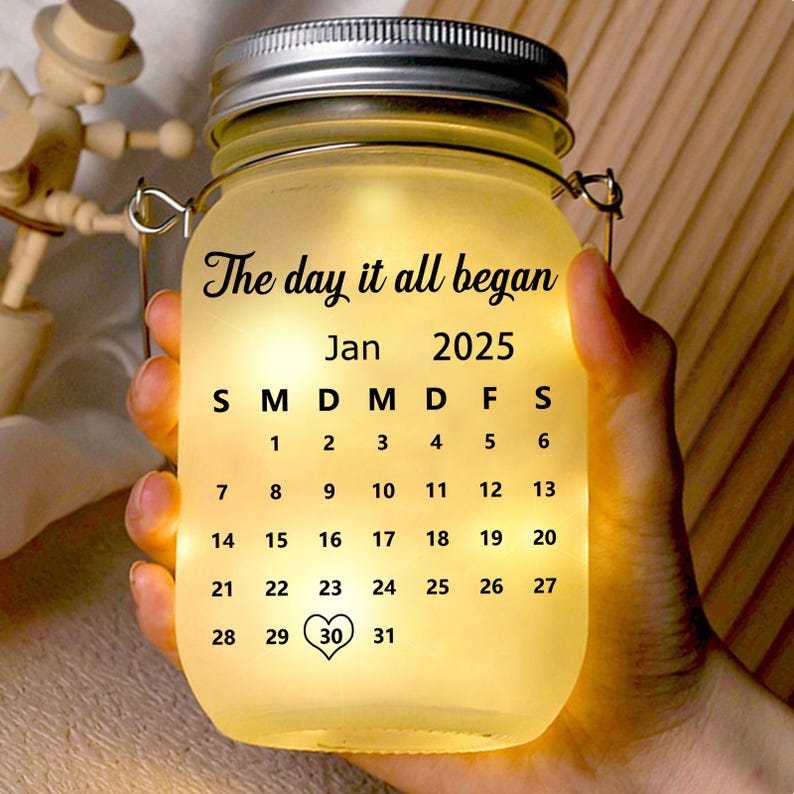 Personalized Couple Light Jar, Custom Date Keepsake Gift, I Met You I Liked You Lamp,Anniversary Decor,Romantic Valentines Day Gifts