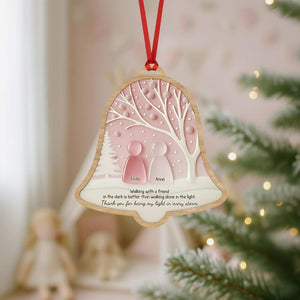 Personalized Friendship Christmas Ornament: Custom Quote Wooden Ornament