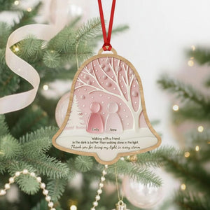 Personalized Friendship Christmas Ornament: Custom Quote Wooden Ornament