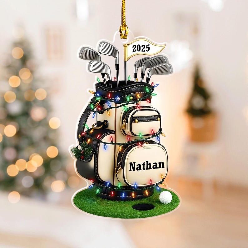Personalized Golf Bag Ornament 2025, Custom Name Golf Lover Gift, Gifts for Golf Dad, Pro Golfer Xmas Keepsake, Golf Club Christmas Decor