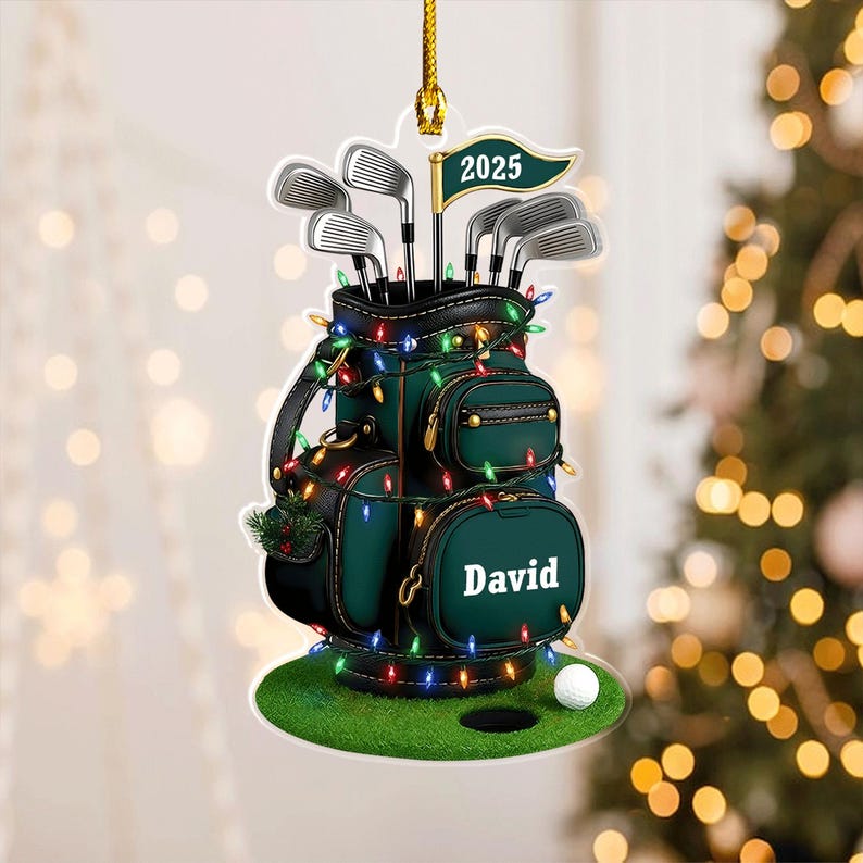 Personalized Golf Bag Ornament 2025, Custom Name Golf Lover Gift, Gifts for Golf Dad, Pro Golfer Xmas Keepsake, Golf Club Christmas Decor