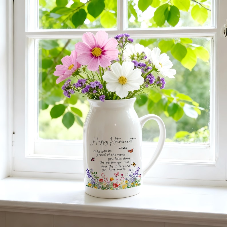 Personalized Happy Retirement Ceramic Flower Vase,Custom Unique Retirement Gifts,Appreciation Gift,Thank You Gift,Teacher Gift,Coworker Gift