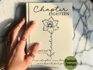 Personalized 18th birthday gifts for her Birth flower journal Custom name notebook Milestone keepsake gift for daughter niece or best friend