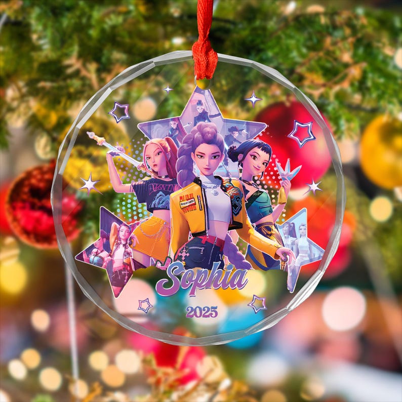 Personalized KPOP Huntrix Ornament, Custom Kpop Demon Hunter Ornament, Decor Christmas Gift for Demon Hunter Fan