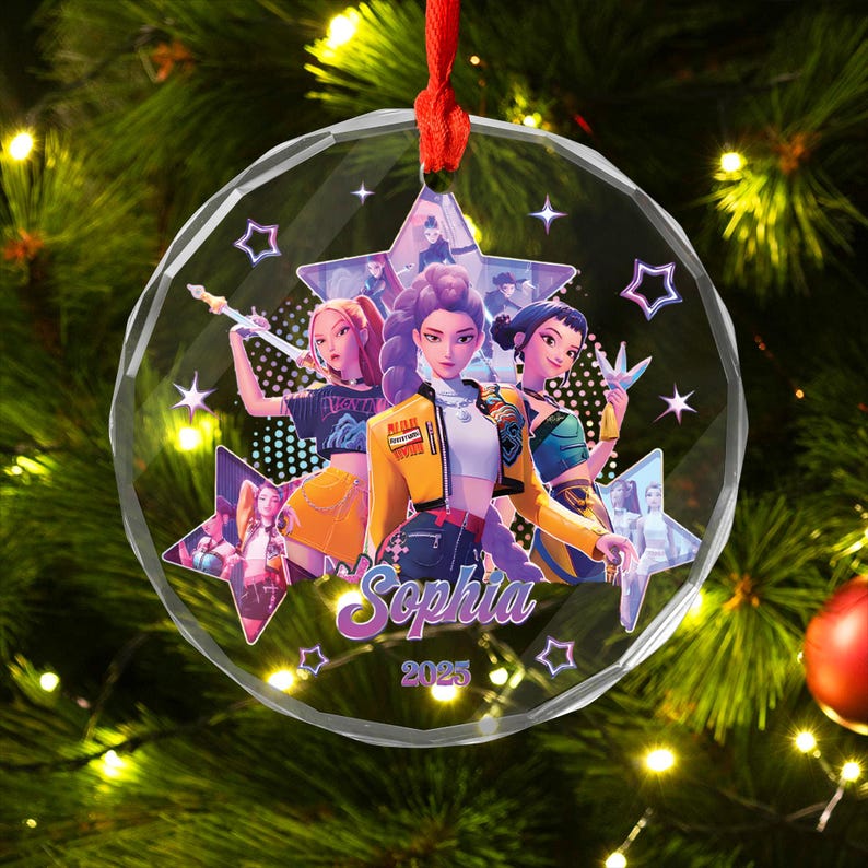 Personalized KPOP Huntrix Ornament, Custom Kpop Demon Hunter Ornament, Decor Christmas Gift for Demon Hunter Fan