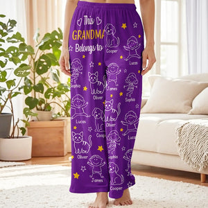 Personalized Grandpa Belongs To Pajama Pants, Custom Christmas Gift
