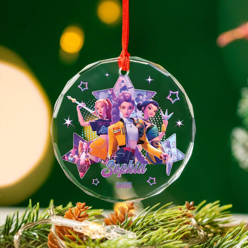 Personalized KPOP Huntrix Ornament, Custom Kpop Demon Hunter Ornament, Decor Christmas Gift for Demon Hunter Fan