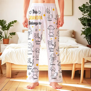 Personalized Grandpa Belongs To Pajama Pants, Custom Christmas Gift