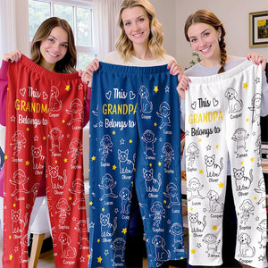 Personalized Grandpa Belongs To Pajama Pants, Custom Christmas Gift