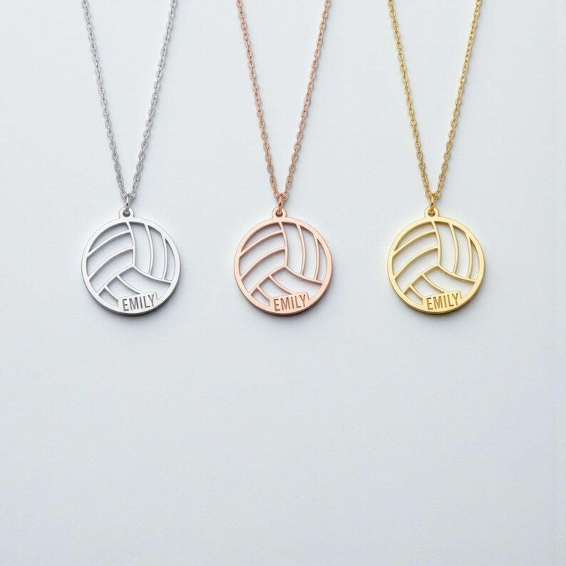 Sterling Silver Volleyball Pendant Necklace: Personalized Sport Jewelry Gift