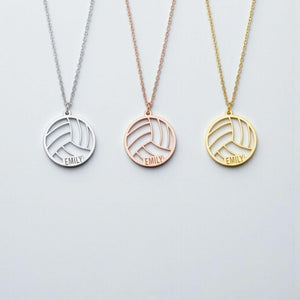 Sterling Silver Volleyball Pendant Necklace: Personalized Sport Jewelry Gift
