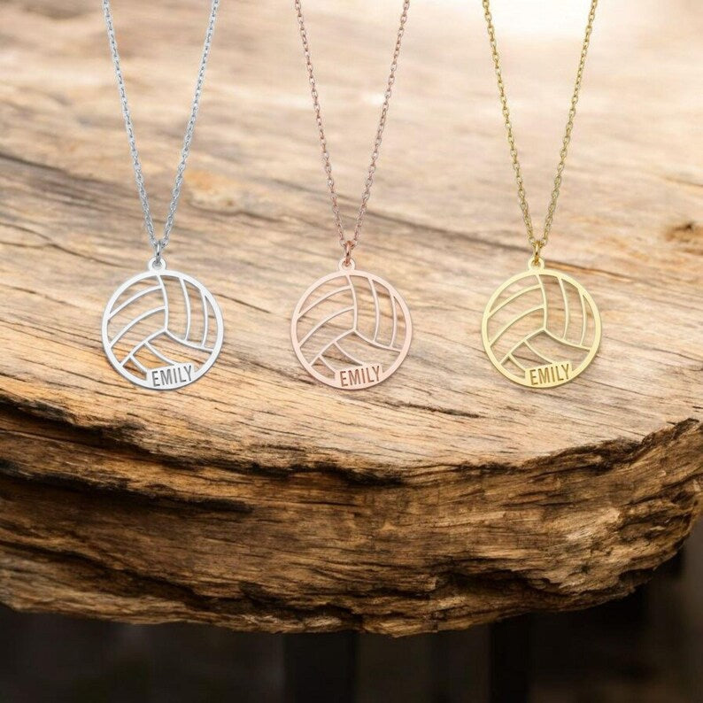 Sterling Silver Volleyball Pendant Necklace: Personalized Sport Jewelry Gift