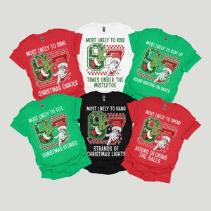 Funny Family Christmas Shirts 6-7 Trend Matching Christmas Tees Custom Most Likely To 6 7 Holiday T-Shirts Group Xmas Six Seven 67 Tshirts