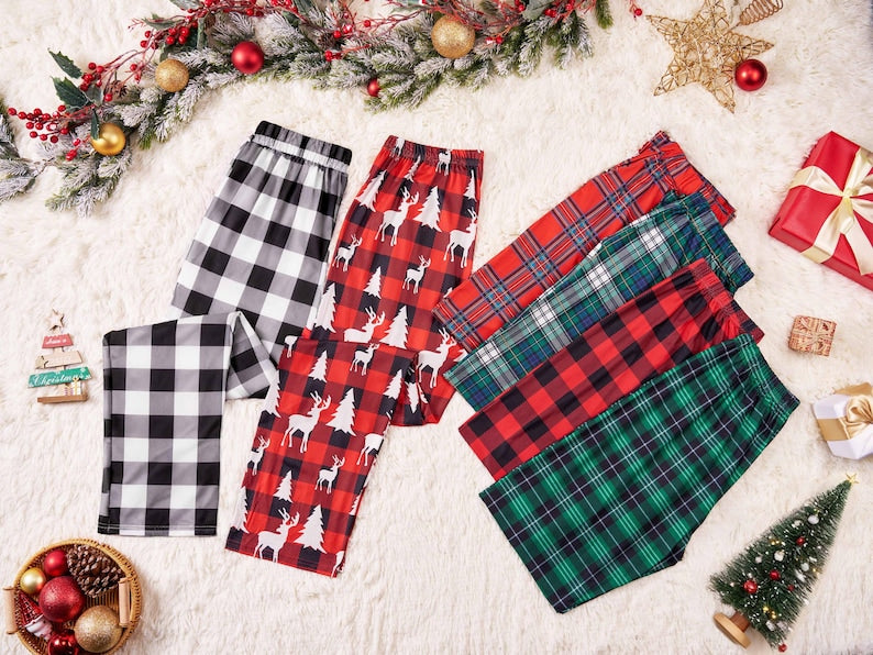 Family Christmas Pants,Xmas Pajama Pants,Matching Christmas Pj Pants,Multi Color Plaid Pants,Holiday Pants for Kids Adult,Christmas Gift il_794xN.7376772793_3wg1.jpg