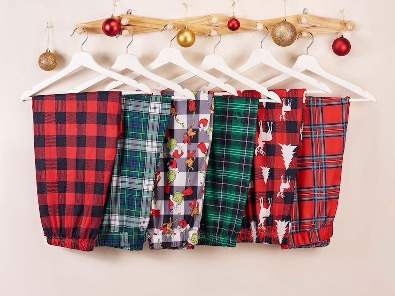 Family Christmas Pants,Xmas Pajama Pants,Matching Christmas Pj Pants,Multi Color Plaid Pants,Holiday Pants for Kids Adult,Christmas Gift