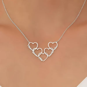Personalized Heart Necklace,Gold Name Necklace,Multiple Name Necklace,Dainty Couple Necklace,Family Name Necklace,Gift for Her,Birthday Gift