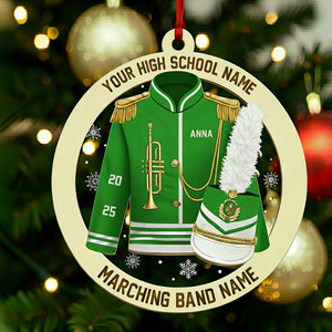 Custom Marching Band Trumpet Ornament, High School Band Uniform Music Team Instrument Christmas Gift