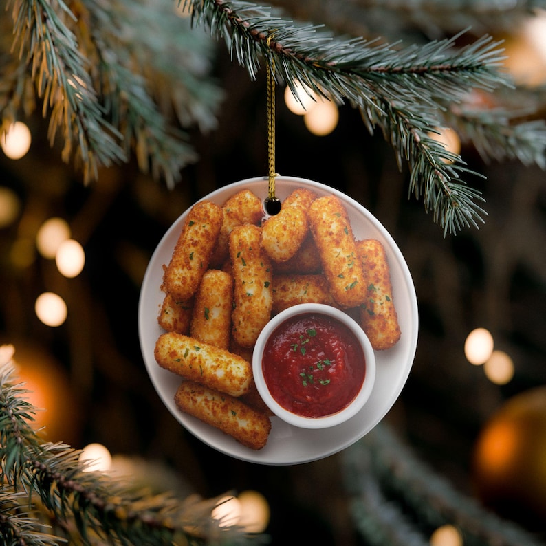 Mozzarella Sticks Ornament, Funny Foodie Gift, Italian Brainrot Kitchen Decor, White Elephant, Secret Santa Gag Gift for Teen or Best Friend
