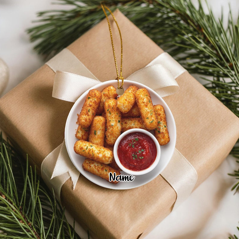 Mozzarella Sticks Ornament, Funny Foodie Gift, Italian Brainrot Kitchen Decor, White Elephant, Secret Santa Gag Gift for Teen or Best Friend
