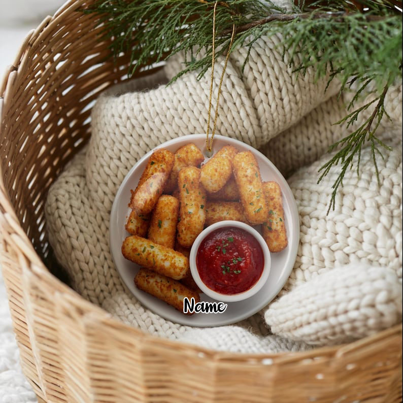 Mozzarella Sticks Ornament, Funny Foodie Gift, Italian Brainrot Kitchen Decor, White Elephant, Secret Santa Gag Gift for Teen or Best Friend